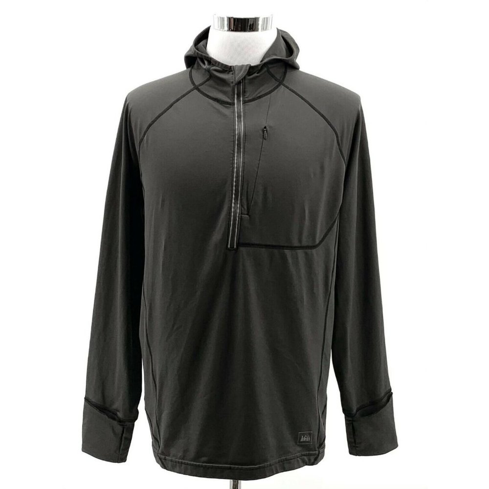 REI Mens 1/2 Zip Hoodie Sweatshirt Pullover Jacket